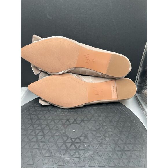 New J Jill Simone Tan Suede Bow Flats Size 8.5 - Picture 9 of 10